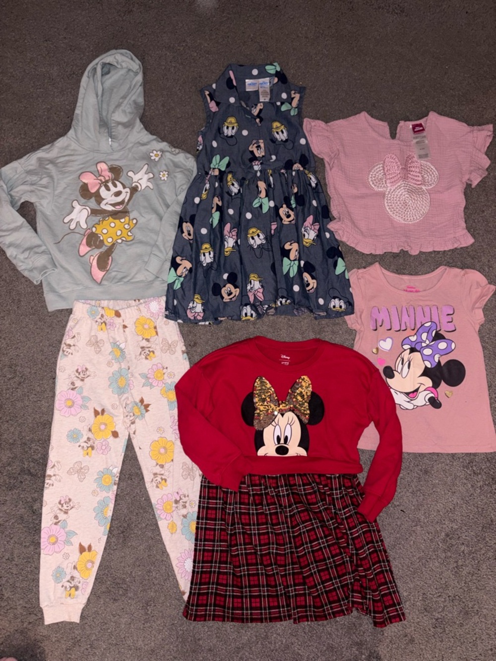 Girls Size 5 Disney Clothing Bundle (6 Pieces) – Minnie Mouse & Daisy Duck Sets
